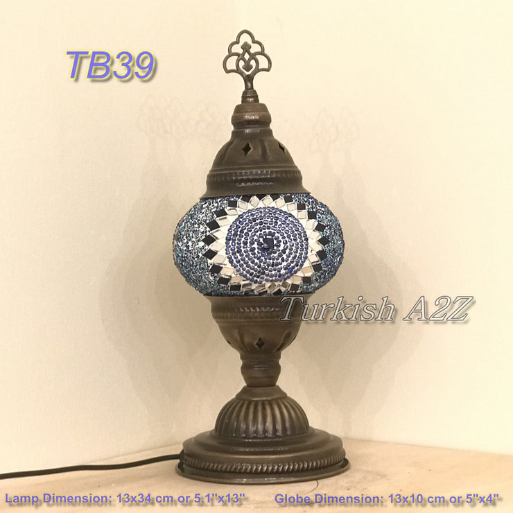 TURKISH MOSAIC TABLE LAMP,  MEDIUM GLOBE TB37- TB45 - TurkishLights.NET