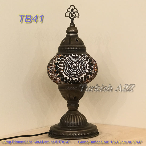 TURKISH MOSAIC TABLE LAMP,  MEDIUM GLOBE TB37- TB45 - TurkishLights.NET