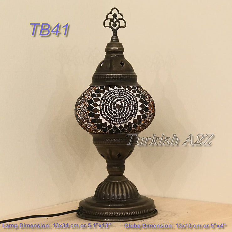 TURKISH MOSAIC TABLE LAMP,  MEDIUM GLOBE TB37- TB45 - TurkishLights.NET