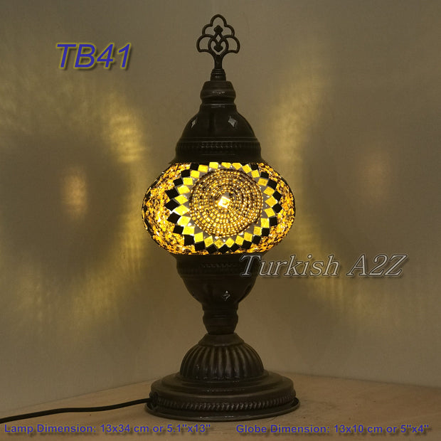 TURKISH MOSAIC TABLE LAMP,  MEDIUM GLOBE TB37- TB45 - TurkishLights.NET