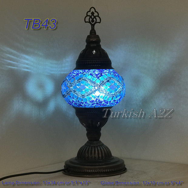 TURKISH MOSAIC TABLE LAMP,  MEDIUM GLOBE TB37- TB45 - TurkishLights.NET