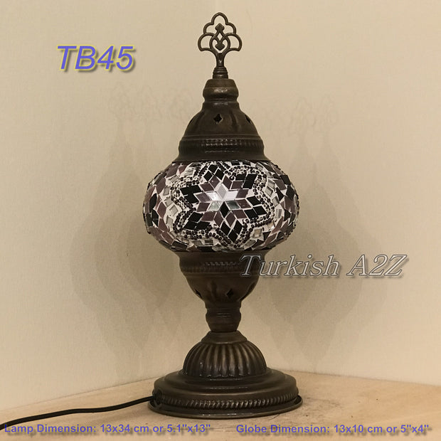 TURKISH MOSAIC TABLE LAMP,  MEDIUM GLOBE TB37- TB45 - TurkishLights.NET