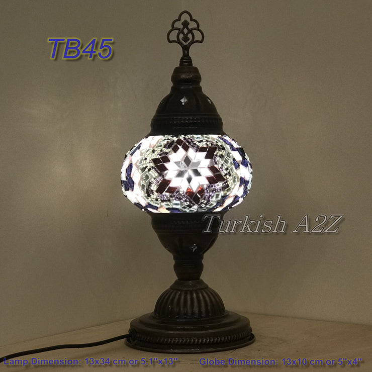 TURKISH MOSAIC TABLE LAMP,  MEDIUM GLOBE TB37- TB45 - TurkishLights.NET