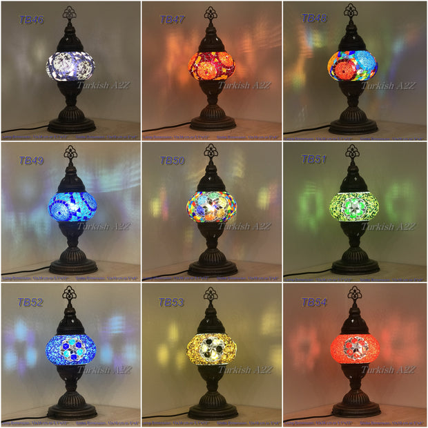 TURKISH MOSAIC TABLE LAMP,  MEDIUM GLOBE TB46- TB60 - TurkishLights.NET