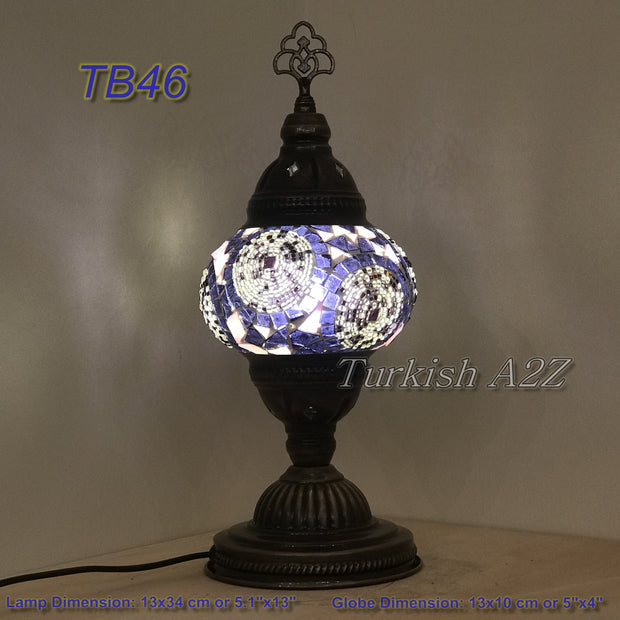 TURKISH MOSAIC TABLE LAMP,  MEDIUM GLOBE TB46- TB60 - TurkishLights.NET