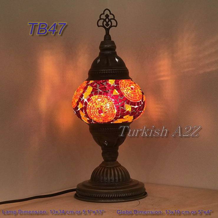 TURKISH MOSAIC TABLE LAMP,  MEDIUM GLOBE TB46- TB60 - TurkishLights.NET