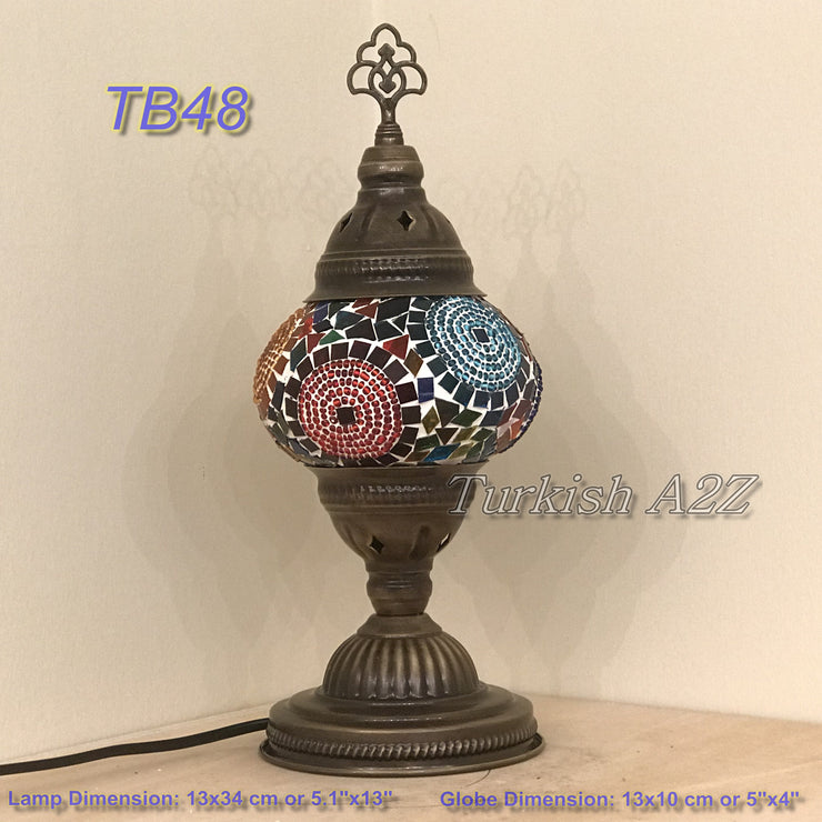 TURKISH MOSAIC TABLE LAMP,  MEDIUM GLOBE TB46- TB60 - TurkishLights.NET