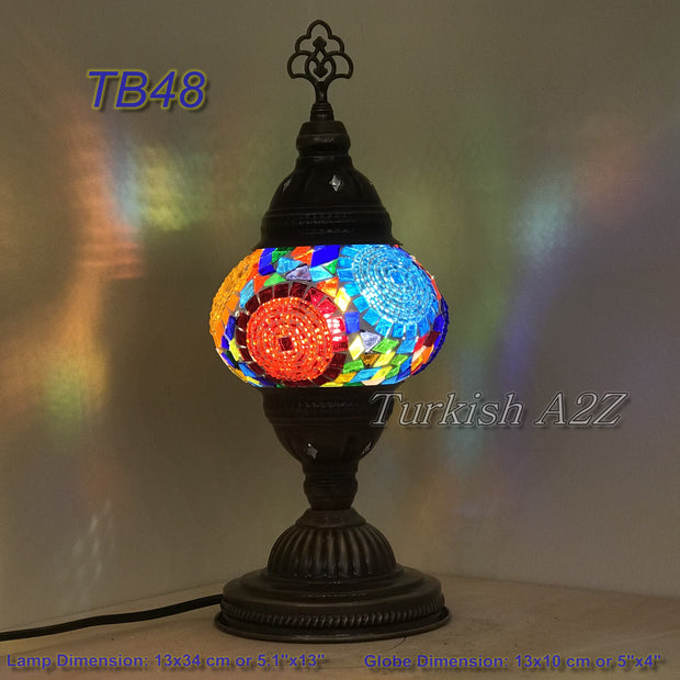 TURKISH MOSAIC TABLE LAMP,  MEDIUM GLOBE TB46- TB60 - TurkishLights.NET