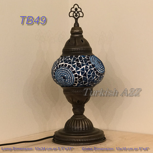 TURKISH MOSAIC TABLE LAMP,  MEDIUM GLOBE TB46- TB60 - TurkishLights.NET