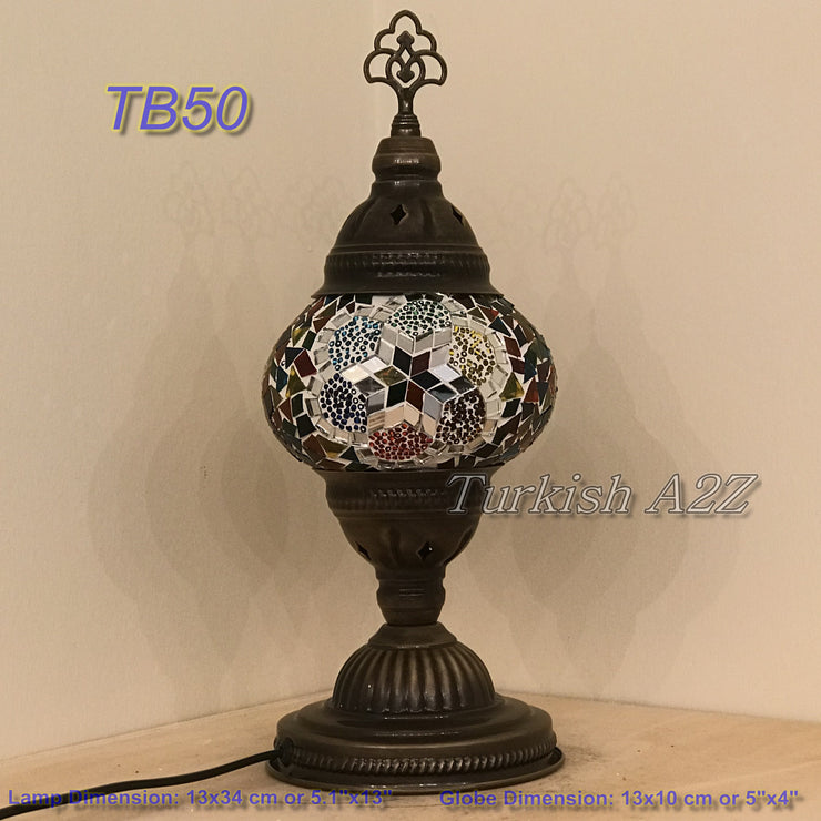 TURKISH MOSAIC TABLE LAMP,  MEDIUM GLOBE TB46- TB60 - TurkishLights.NET