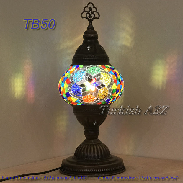 TURKISH MOSAIC TABLE LAMP,  MEDIUM GLOBE TB46- TB60 - TurkishLights.NET