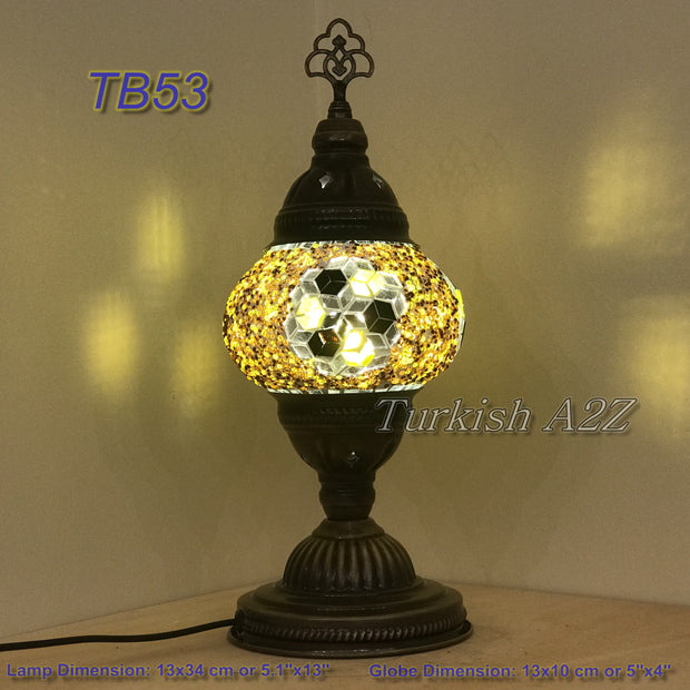 TURKISH MOSAIC TABLE LAMP,  MEDIUM GLOBE TB46- TB60 - TurkishLights.NET