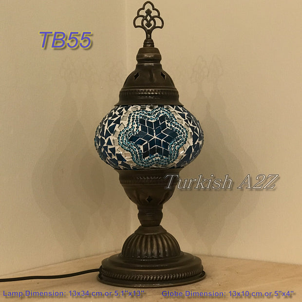 TURKISH MOSAIC TABLE LAMP,  MEDIUM GLOBE TB46- TB60 - TurkishLights.NET