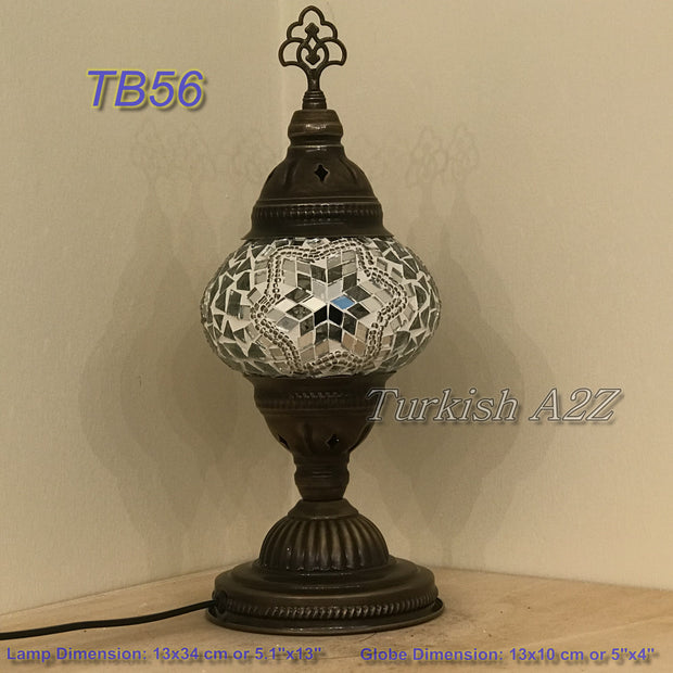 TURKISH MOSAIC TABLE LAMP,  MEDIUM GLOBE TB46- TB60 - TurkishLights.NET