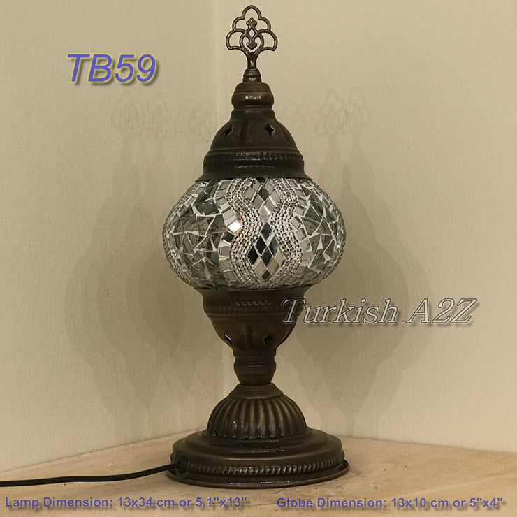 TURKISH MOSAIC TABLE LAMP,  MEDIUM GLOBE TB46- TB60 - TurkishLights.NET