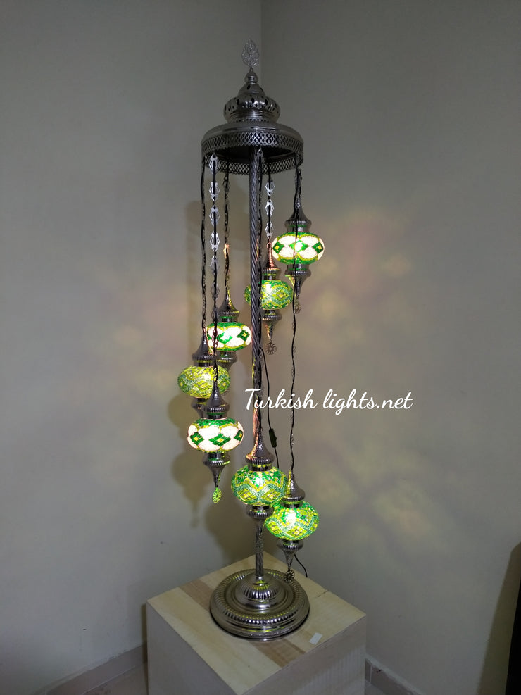 FLOOR LAMP WITH  7 LARGE GLOBES and CHROME FINISH ,ID:131 - TurkishLights.NET