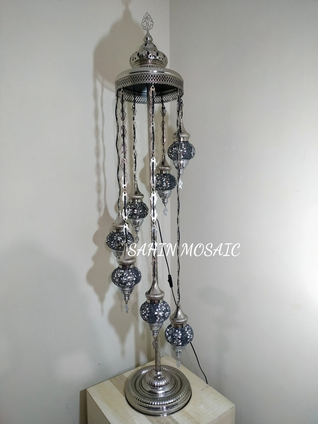 FLOOR LAMP WITH  7 Medium GLOBES and CHROME FINISH ,ID:134 - TurkishLights.NET