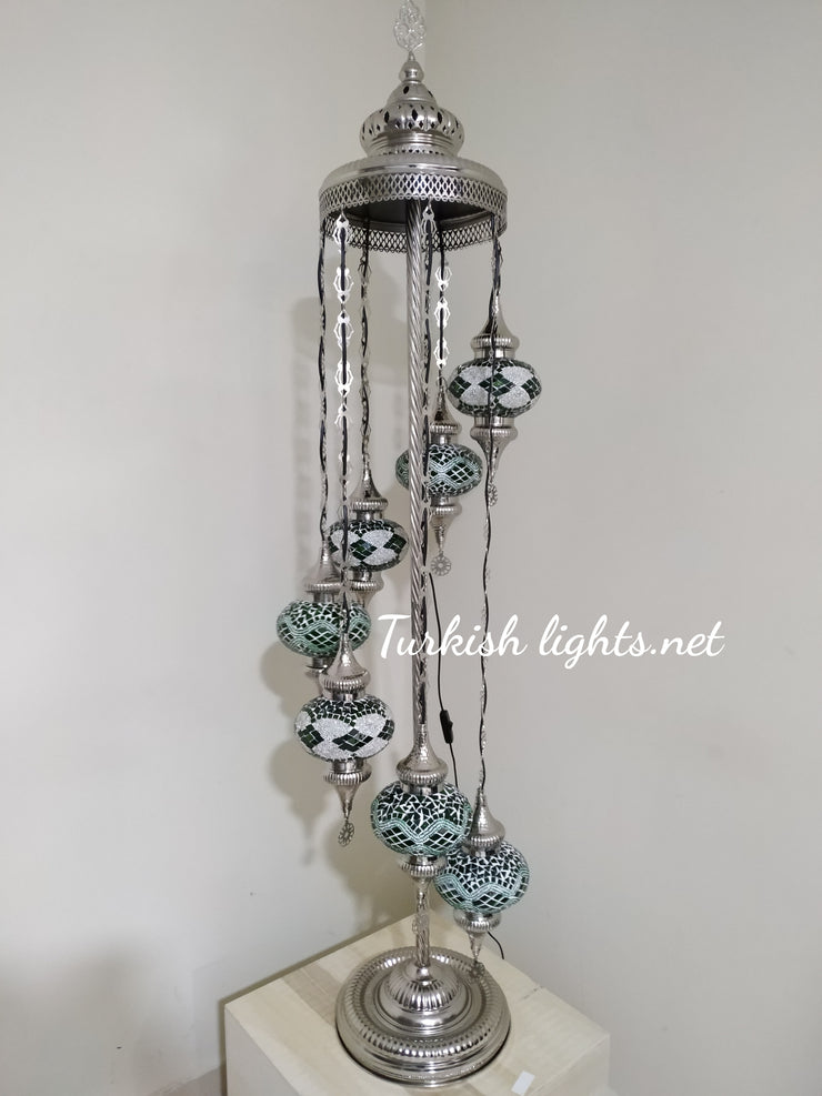 FLOOR LAMP WITH  7 LARGE GLOBES and CHROME FINISH ,ID:131 - TurkishLights.NET