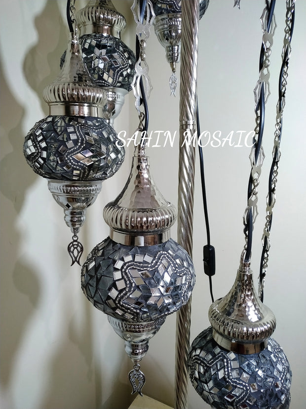 FLOOR LAMP WITH  7 Medium GLOBES and CHROME FINISH ,ID:134 - TurkishLights.NET