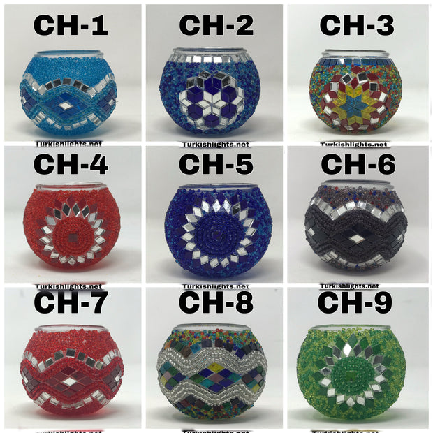 Set Of 4 Turkish Mosaic Candle Holders,ID: 139-18 - TurkishLights.NET