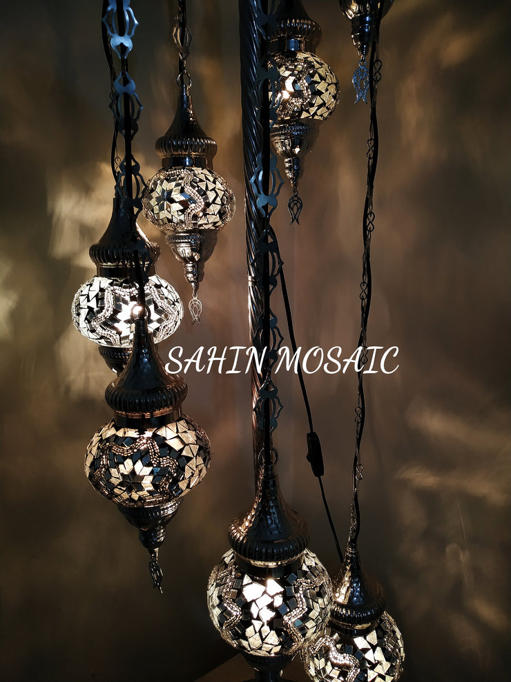 FLOOR LAMP WITH  7 Medium GLOBES and CHROME FINISH ,ID:134 - TurkishLights.NET