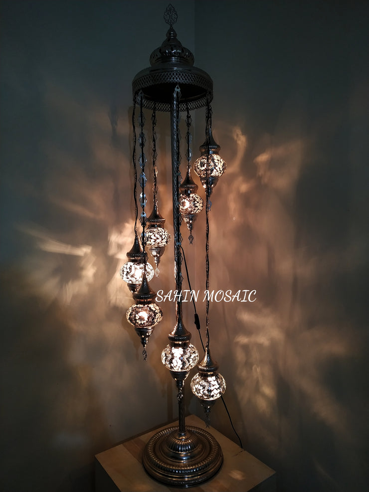 FLOOR LAMP WITH  7 Medium GLOBES and CHROME FINISH ,ID:134 - TurkishLights.NET