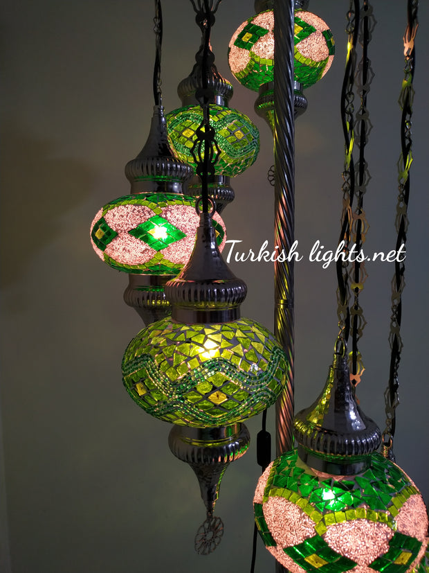 FLOOR LAMP WITH  7 LARGE GLOBES and CHROME FINISH ,ID:131 - TurkishLights.NET