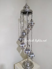 FLOOR LAMP WITH  7 LARGE GLOBES and CHROME FINISH ,ID:131 - TurkishLights.NET