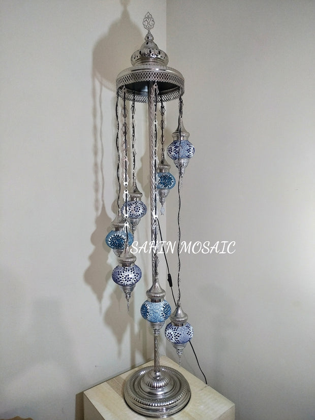 FLOOR LAMP WITH  7 Medium GLOBES and CHROME FINISH ,ID:134 - TurkishLights.NET