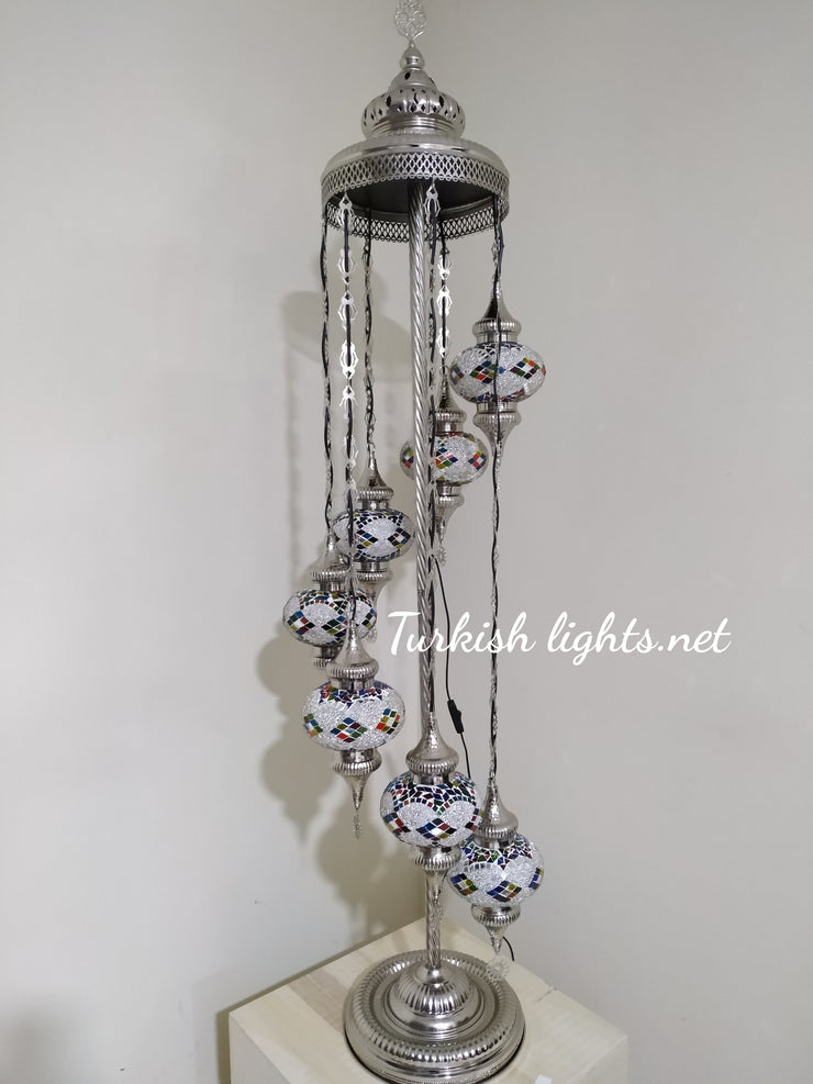 FLOOR LAMP WITH  7 LARGE GLOBES and CHROME FINISH ,ID:131 - TurkishLights.NET