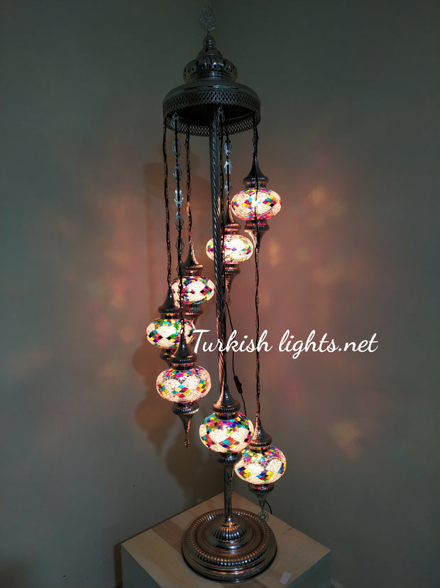 FLOOR LAMP WITH  7 LARGE GLOBES and CHROME FINISH ,ID:131 - TurkishLights.NET