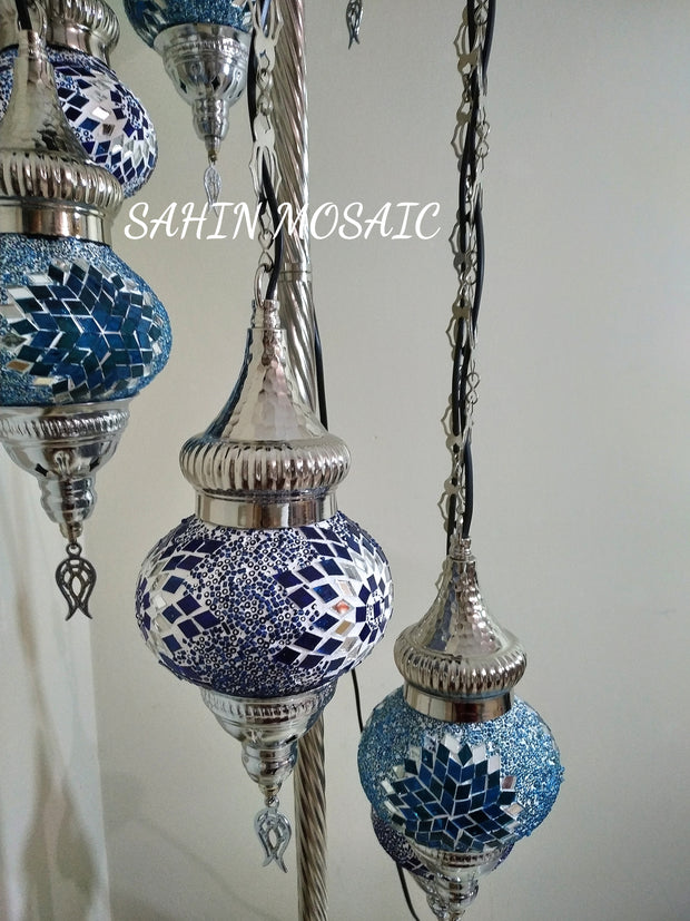 FLOOR LAMP WITH  7 Medium GLOBES and CHROME FINISH ,ID:134 - TurkishLights.NET