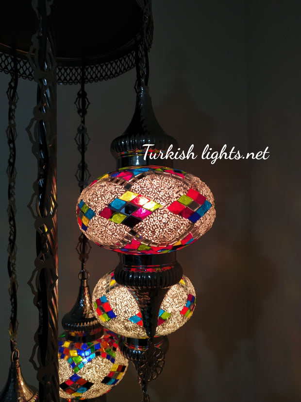 FLOOR LAMP WITH  7 LARGE GLOBES and CHROME FINISH ,ID:131 - TurkishLights.NET