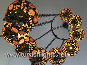 9-BALL TURKISH  MOSAIC CHANDELIER WITH LARGE GLOBES, BROWN - TurkishLights.NET