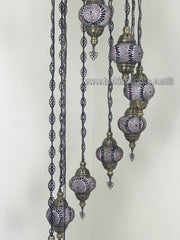 9-BALL TURKISH  MOSAIC CHANDELIER WITH MEDIUM GLOBES, BROWN - TurkishLights.NET