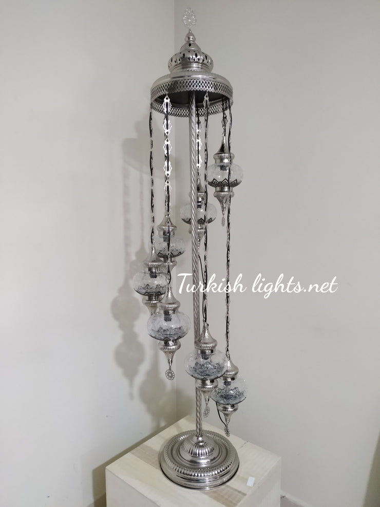 FLOOR LAMP WITH  7 LARGE GLOBES and CHROME FINISH ,ID:131 - TurkishLights.NET