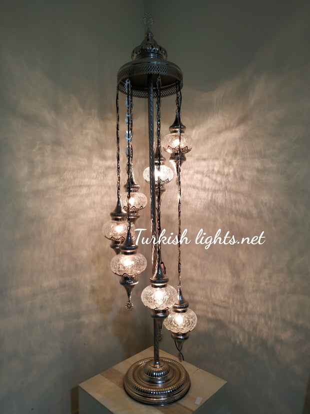 FLOOR LAMP WITH  7 LARGE GLOBES and CHROME FINISH ,ID:131 - TurkishLights.NET