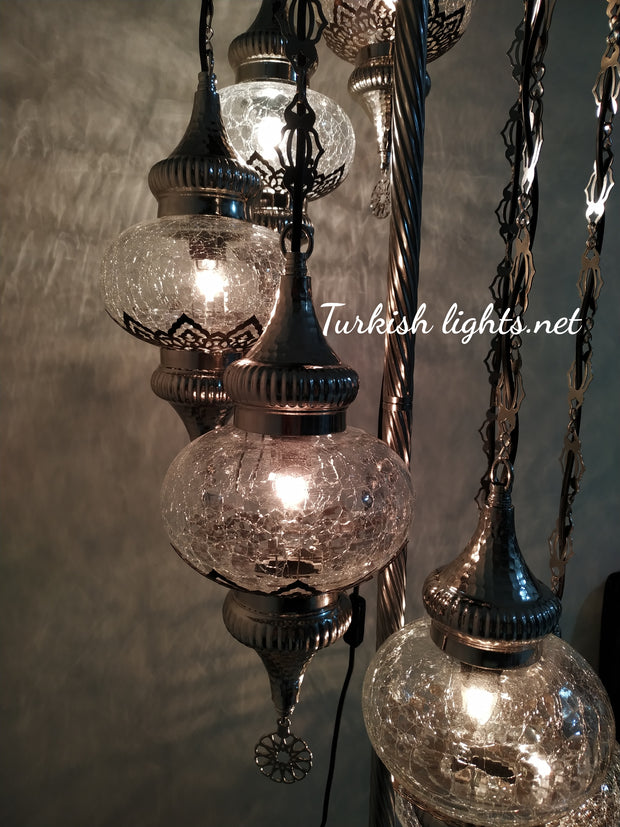 FLOOR LAMP WITH  7 LARGE GLOBES and CHROME FINISH ,ID:131 - TurkishLights.NET