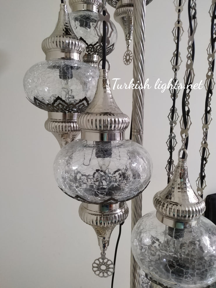 FLOOR LAMP WITH  7 LARGE GLOBES and CHROME FINISH ,ID:131 - TurkishLights.NET