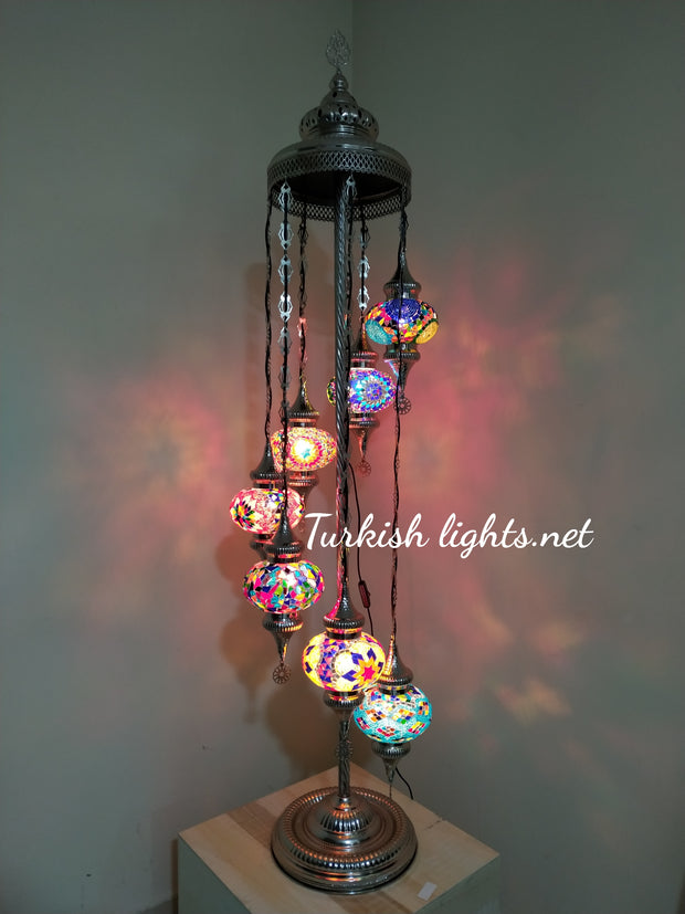 FLOOR LAMP WITH  7 LARGE GLOBES and CHROME FINISH ,ID:131 - TurkishLights.NET