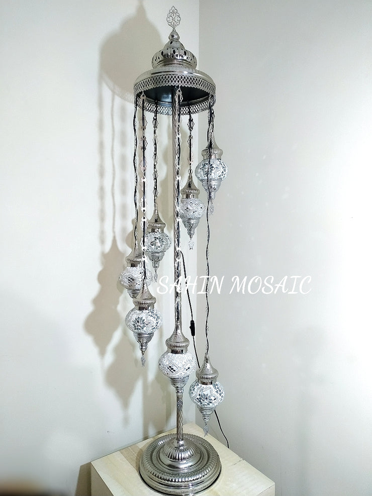 FLOOR LAMP WITH  7 Medium GLOBES and CHROME FINISH ,ID:134 - TurkishLights.NET