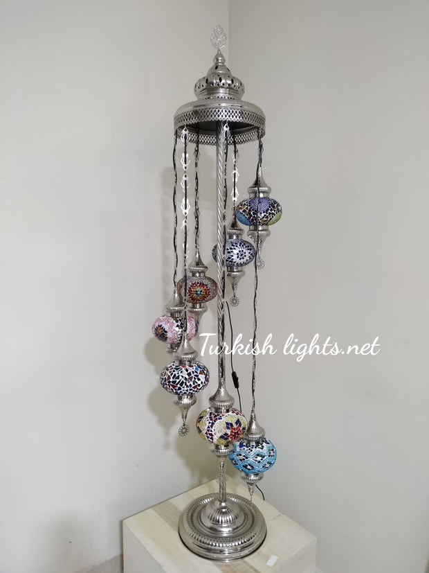 FLOOR LAMP WITH  7 LARGE GLOBES and CHROME FINISH ,ID:131 - TurkishLights.NET