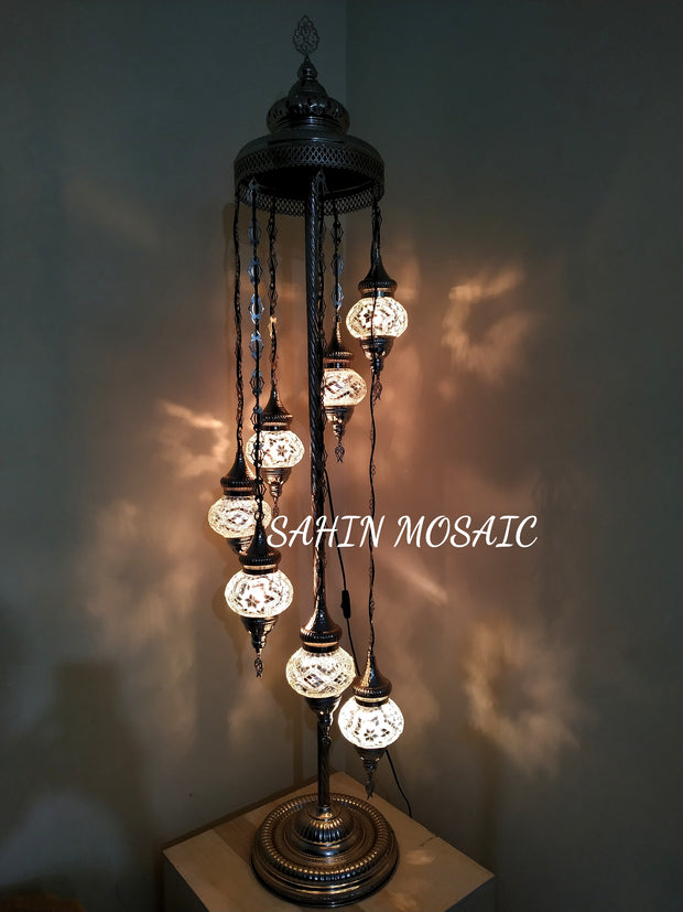 FLOOR LAMP WITH  7 Medium GLOBES and CHROME FINISH ,ID:134 - TurkishLights.NET