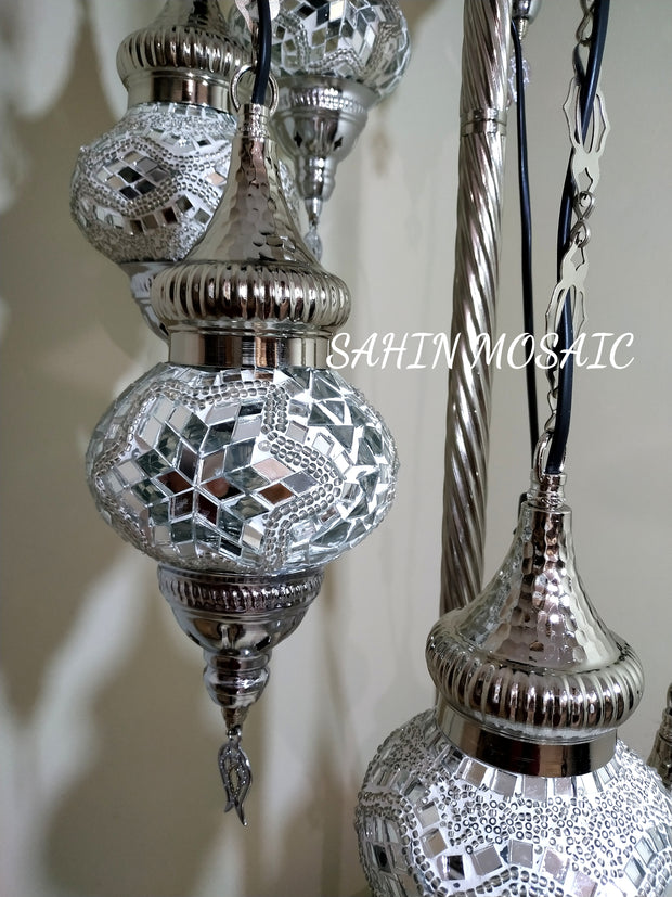 FLOOR LAMP WITH  7 Medium GLOBES and CHROME FINISH ,ID:134 - TurkishLights.NET