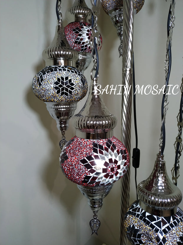 FLOOR LAMP WITH  7 Medium GLOBES and CHROME FINISH ,ID:134 - TurkishLights.NET