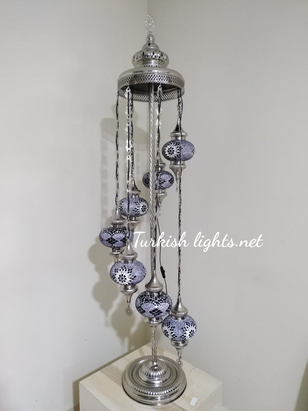 FLOOR LAMP WITH  7 LARGE GLOBES and CHROME FINISH ,ID:131 - TurkishLights.NET