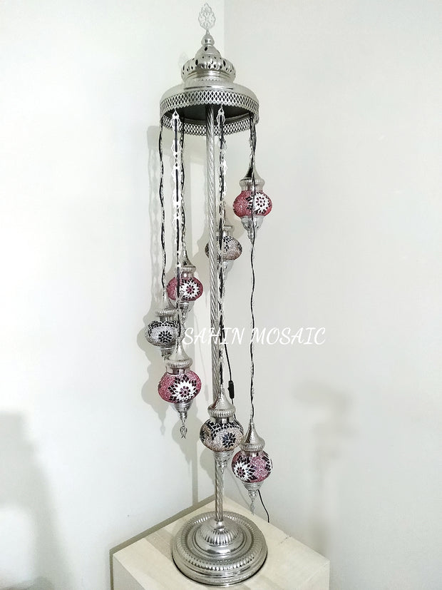 FLOOR LAMP WITH  7 Medium GLOBES and CHROME FINISH ,ID:134 - TurkishLights.NET