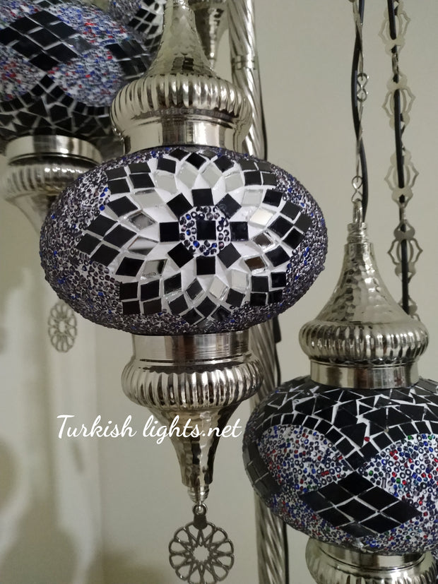 FLOOR LAMP WITH  7 LARGE GLOBES and CHROME FINISH ,ID:131 - TurkishLights.NET