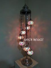 FLOOR LAMP WITH  7 LARGE GLOBES and CHROME FINISH ,ID:131 - TurkishLights.NET