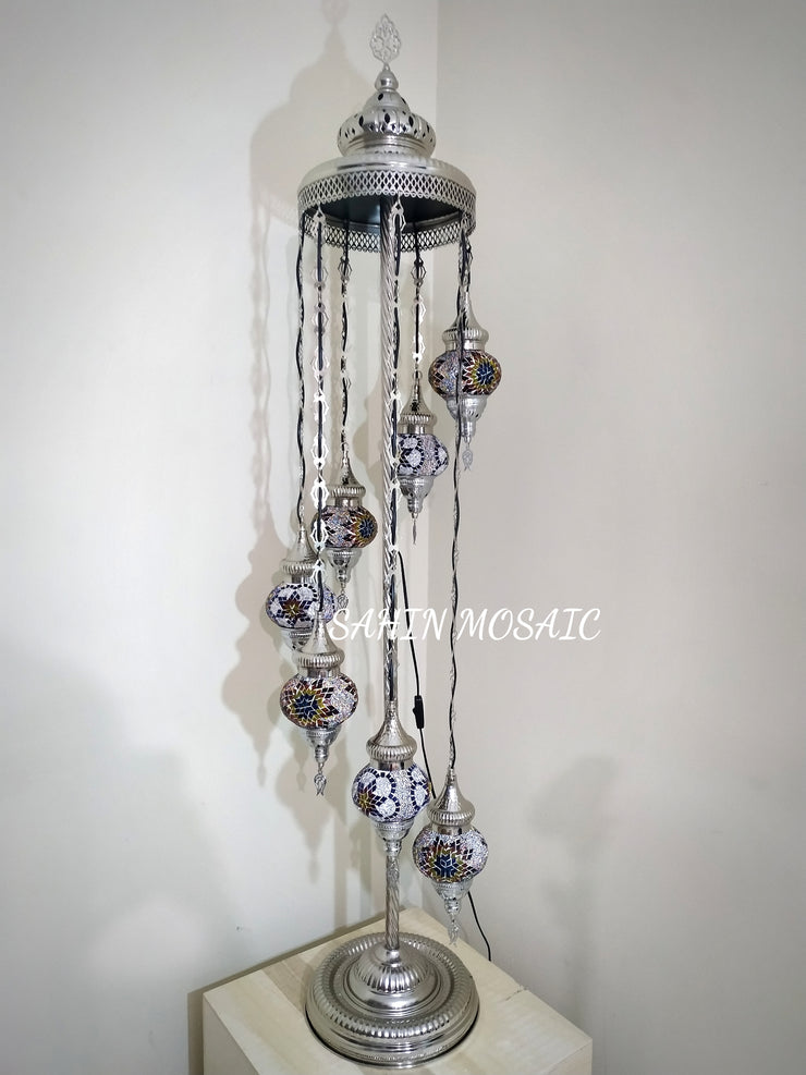 FLOOR LAMP WITH  7 Medium GLOBES and CHROME FINISH ,ID:134 - TurkishLights.NET